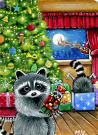 Christmas Raccoon Wallpaper