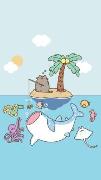 Pusheen Fishing Wallpaper