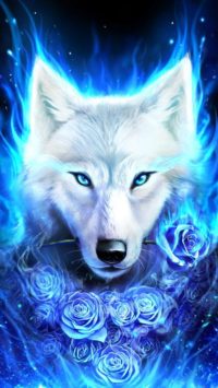 Ice Blue Wolf Wallpaper