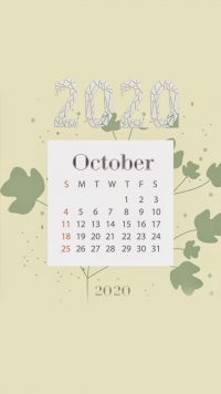 2020 October Calendar Wallpaper