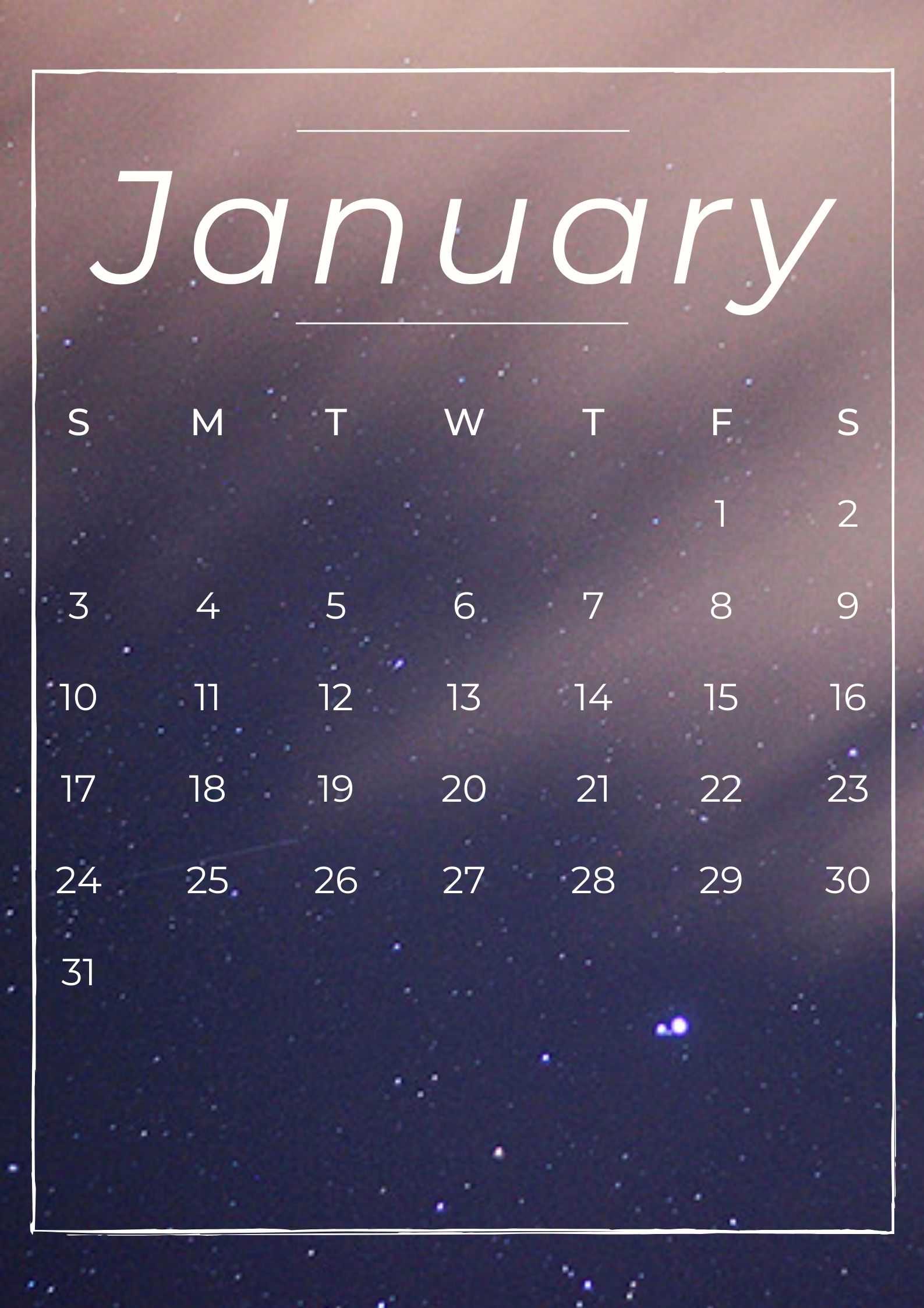 January 2021 Calendar Wallpaper 2