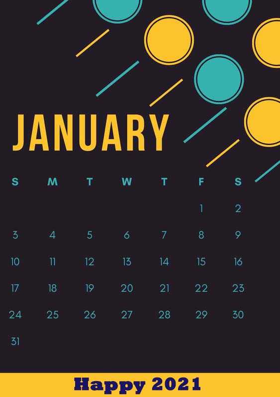 January Calendar 2021 Wallpaper