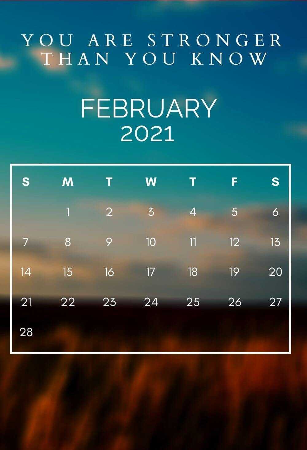 2021 Februay Calendar Wallpaper 1