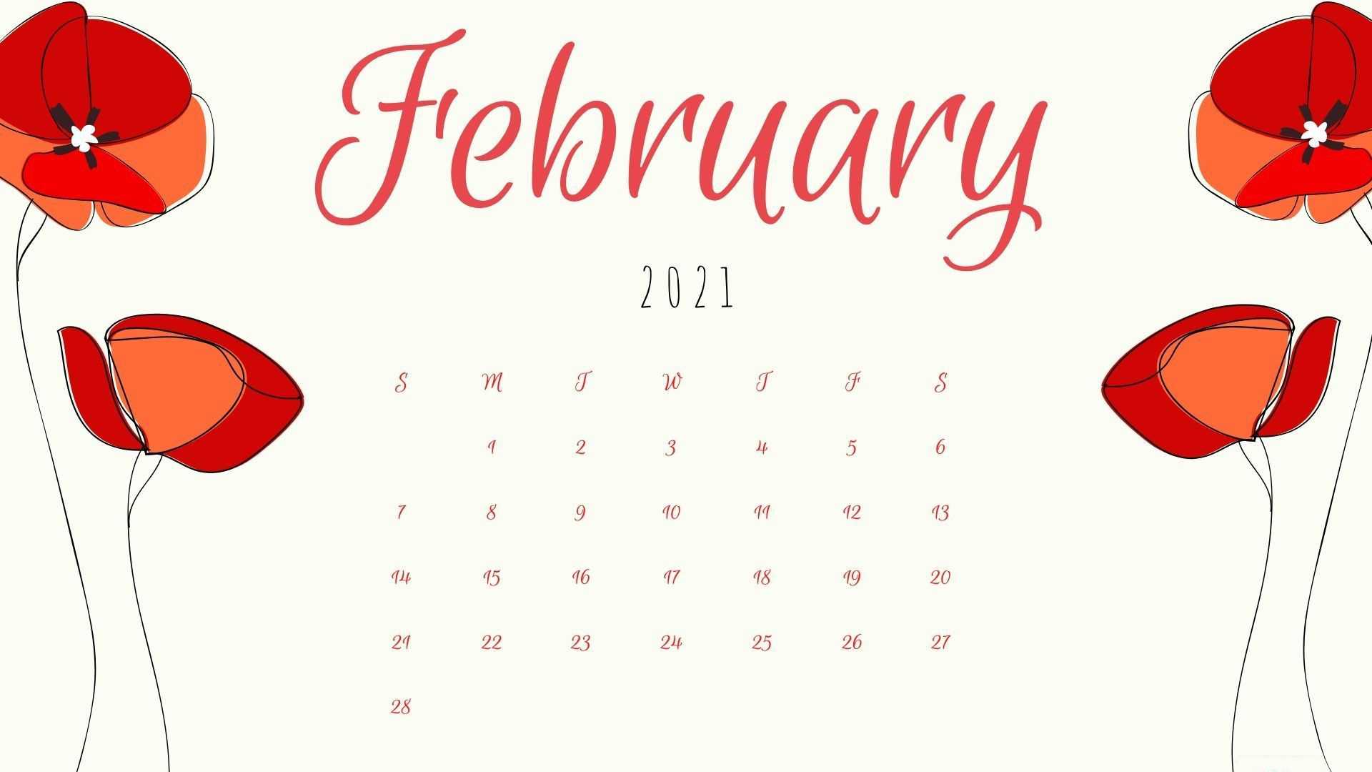 2021 Februay Calendar Wallpaper