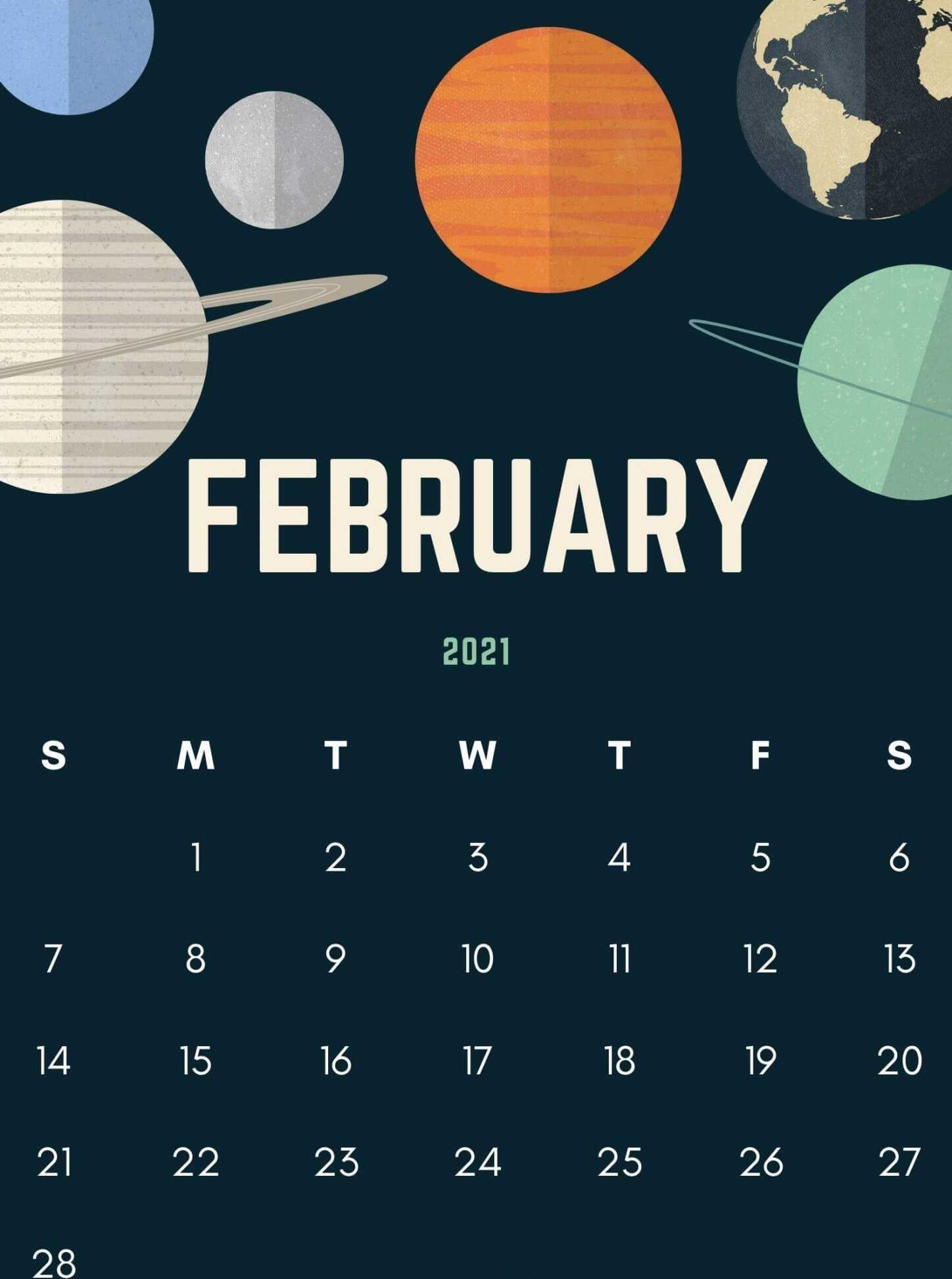 February Calendar Wallpaper 2021