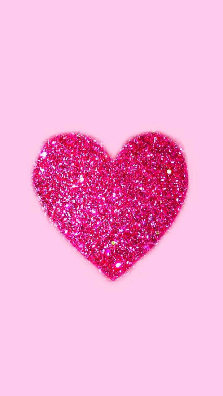Glitter Pink Heart Wallpaper 1