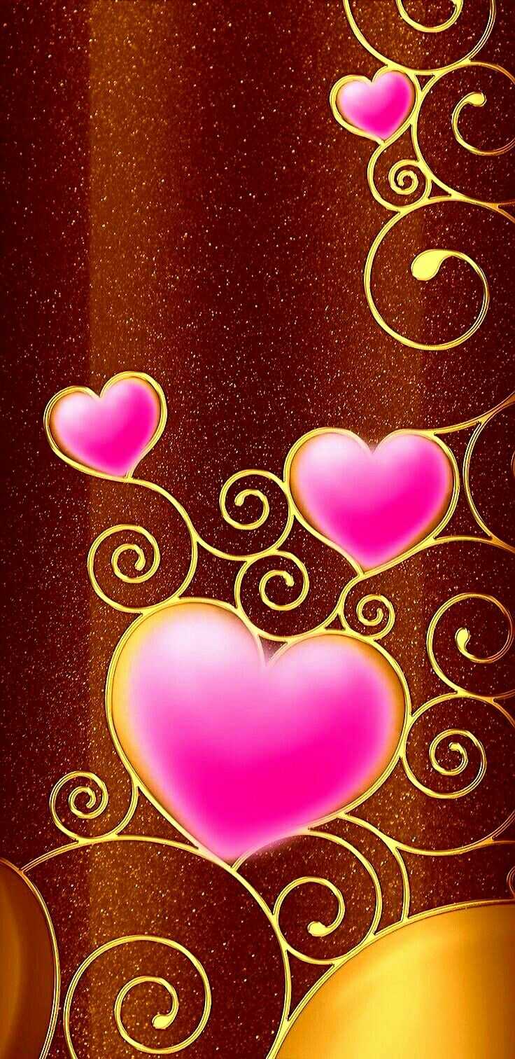 Pink Brown Heart Wallpaper 1