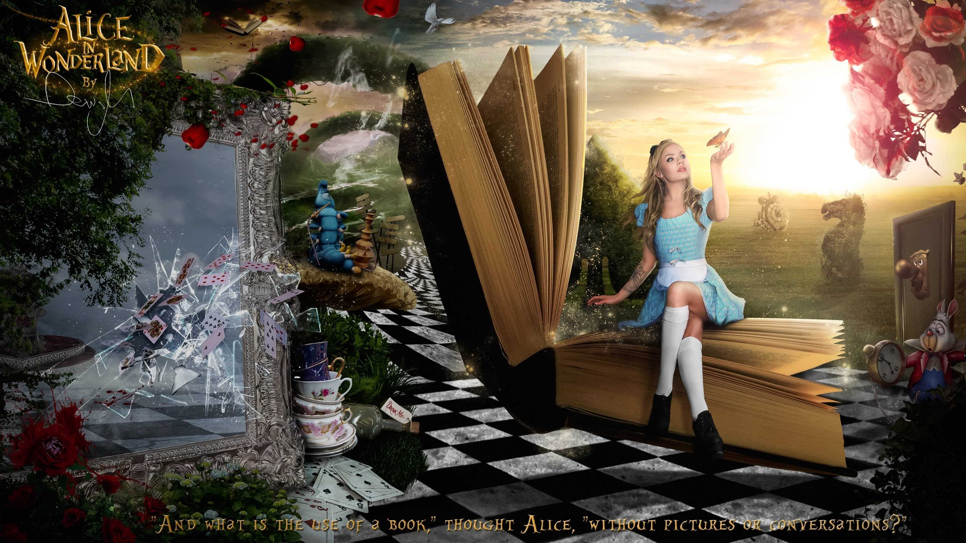Книга чудес картинки. Мир Алисы в стране чудес. Алиса в стране чудес. Алиса в Зазеркалье. Алиса в стране чудес Зазеркалье фон. Фэтнези «Алиса в Зазеркалье».