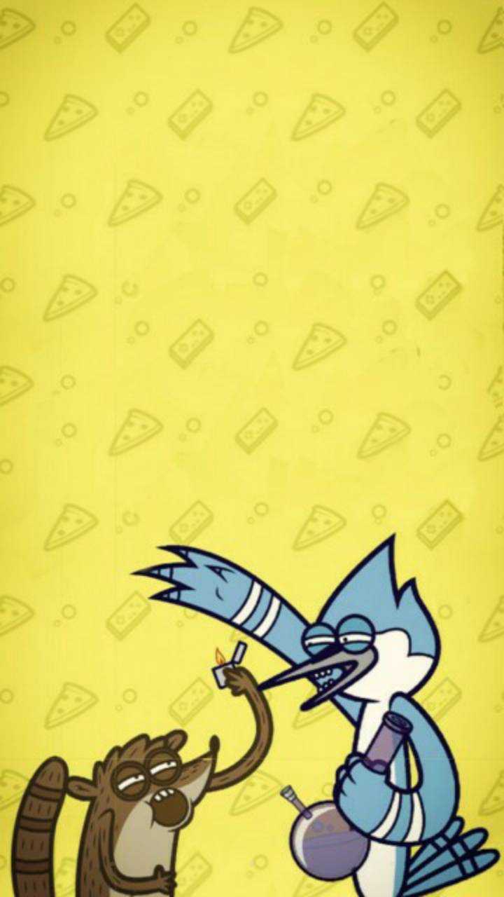 The regular show mordecai and rigby graphic wallpaper, cartoon. 