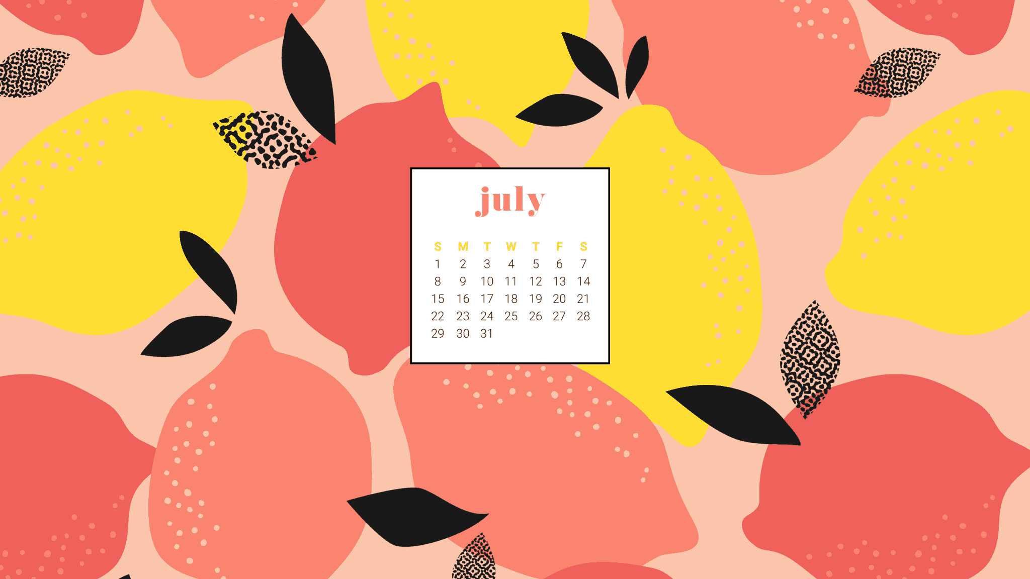 July Calendar Wallpaper Desktop 1