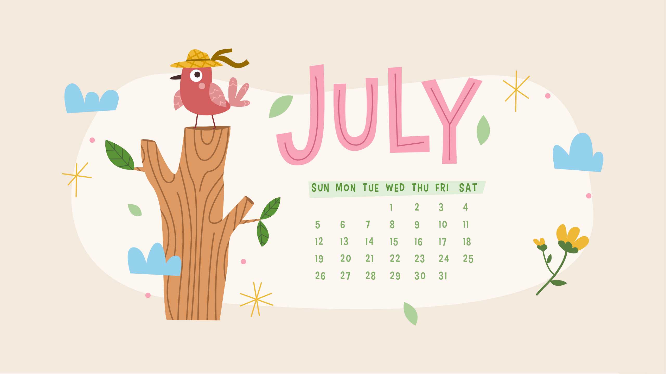 July Calendar Wallpaper Desktop 1